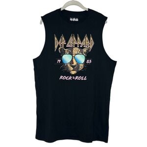 Def Leopard Women’s Black Graphic Print Sleeveless Mini Dress Size M